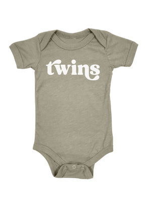 Twins Baby Bodysuit in Stone