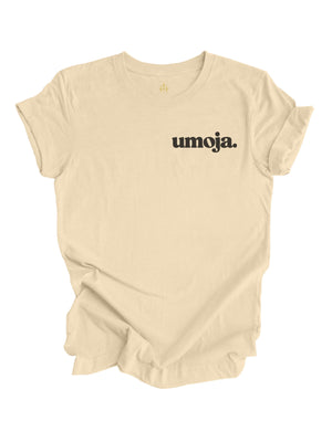 Short sleeve adult tshirt natural color with Umoja wording