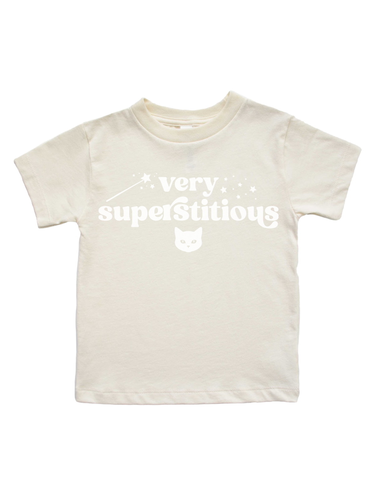 Very Superstitious Girls Halloween Shirt in Natural