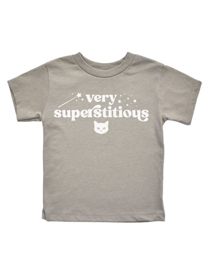 Very Superstitious Kids Halloween Shirt in Stone