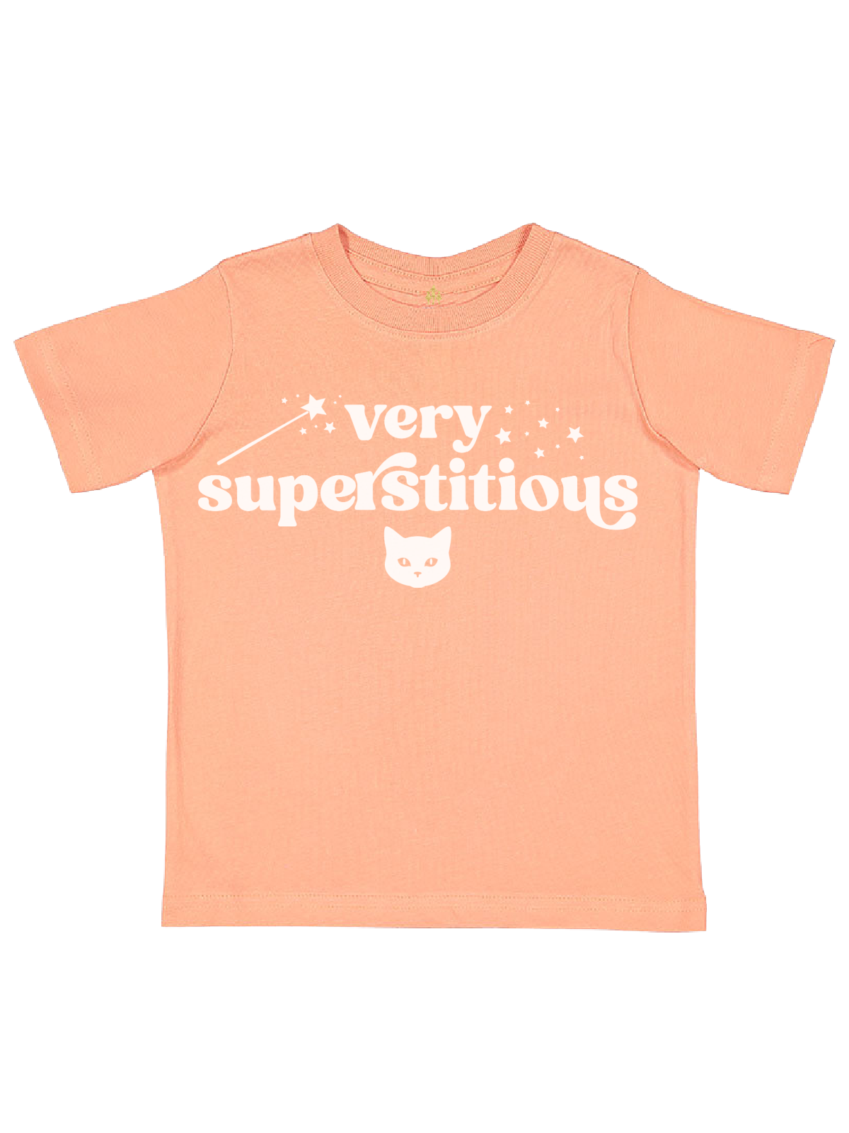 Very Superstitious Girls Halloween Shirt in Papaya