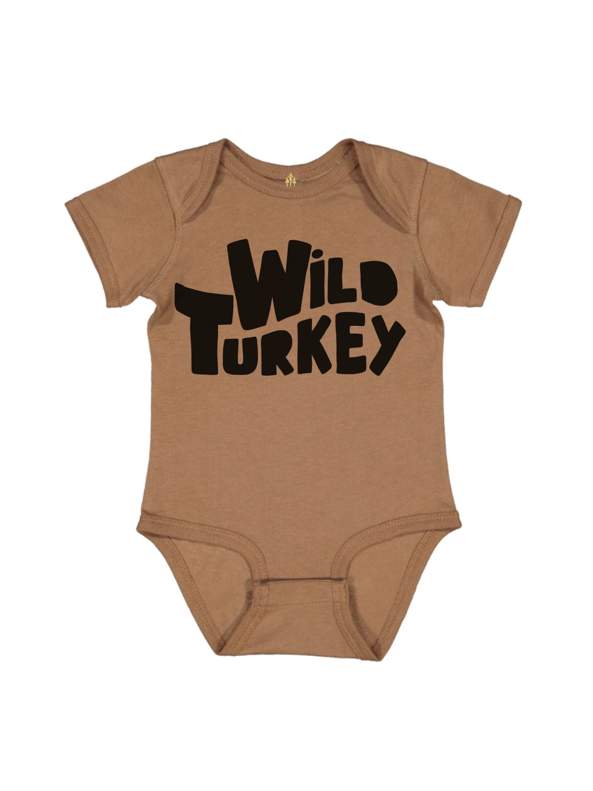 Wild Turkey Baby Thanksgiving Bodysuit in Coyote Brown