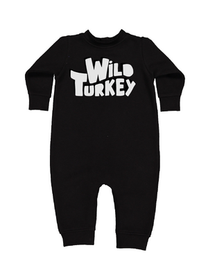 Wild Turkey Baby Thanksgiving Day Outfit Romper One Piece in Black