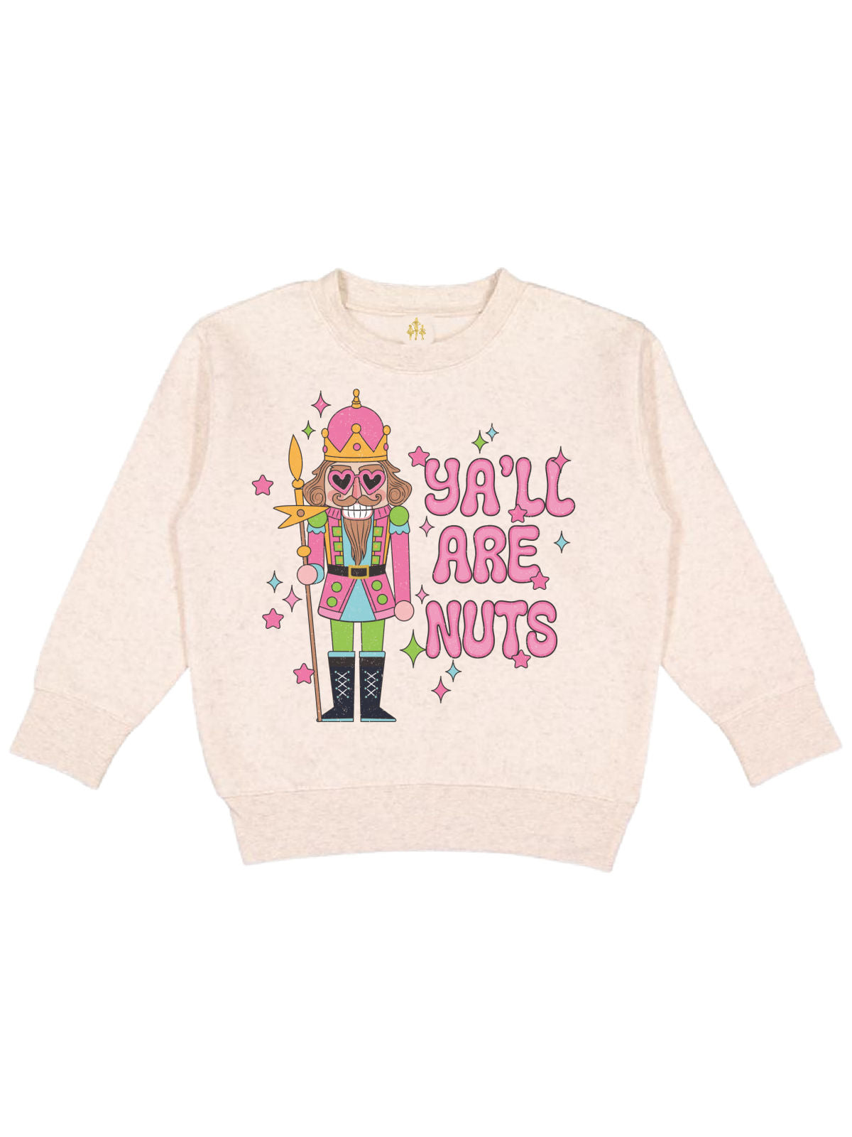 Ya'll Are Nuts Kids Nutcracker Christmas Sweatshirt in Natural