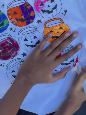 DIY coloring pumpkin candy bucket tee