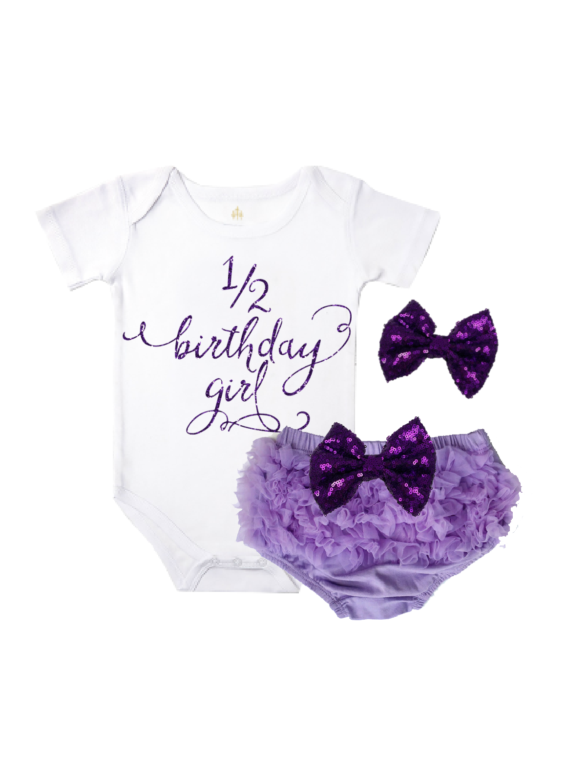 half birthday purple diaper cover outfit