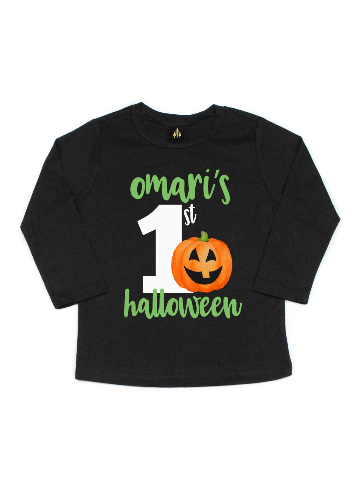 Personalized Boys First Halloween Shirt, Long Sleeve Black