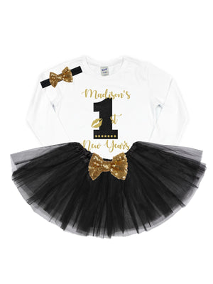 girls personalized first new years tutu outfit