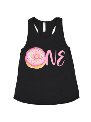 pink sprinkles donut black racerback tank top