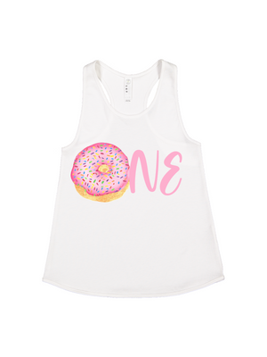 1st birthday ONE donut tank top in white