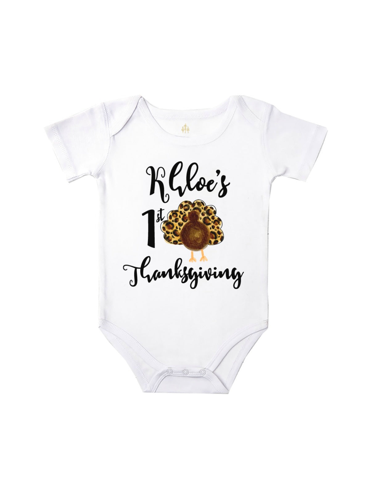 Long sleeve white first Thanksgiving bodysuit and brown diaper cover