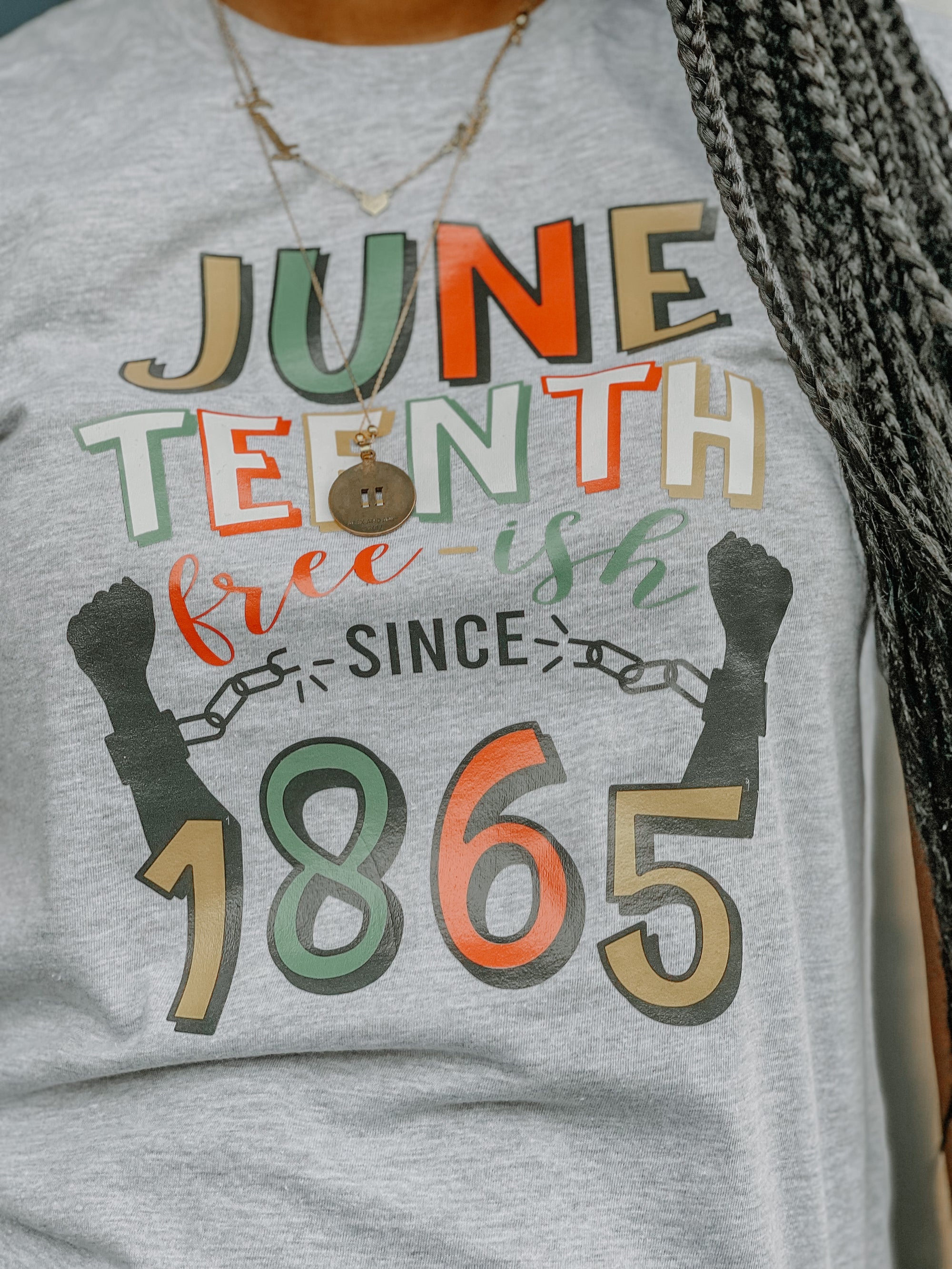 Juneteenth Free-ish Since 1865 Freedom Day Shirt for Adults in Gray
