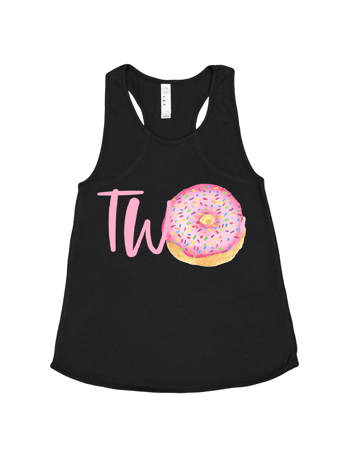 TWO donut birthday tank top in black