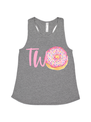 TWO pink sprinkles heather gray tank top