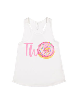 TWO donut sprinkles tank top in white