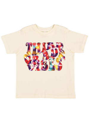 Third Grade Vibes Kids Tye Dye Back to School Shirt in Natural Tan