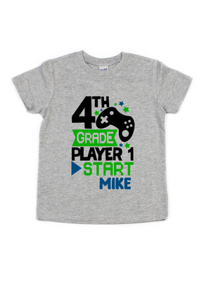 4th grade player 1 start kids gamer shirt