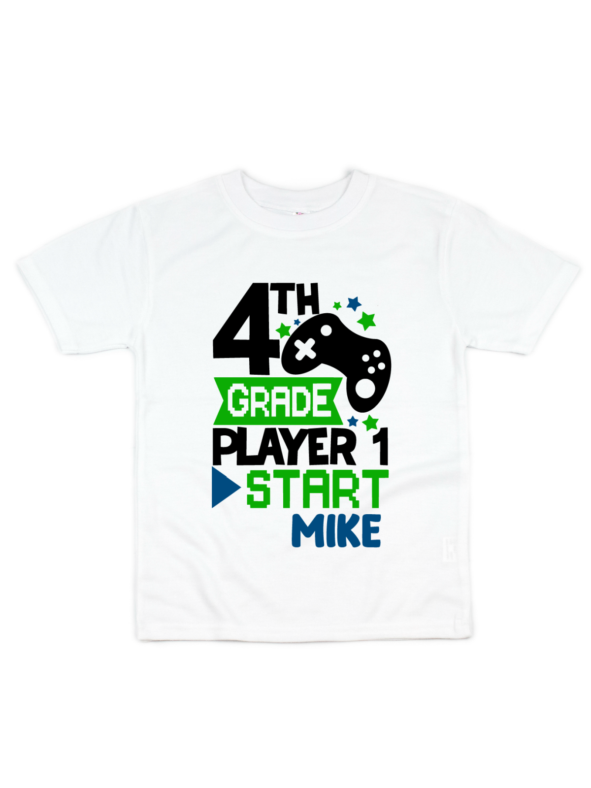 4th grade player 1 start kids personalized shirt