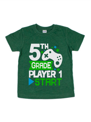 player 1 start kids gamer shirt