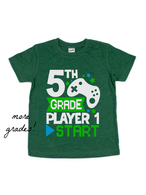 5th grade player 1 start kids shirt