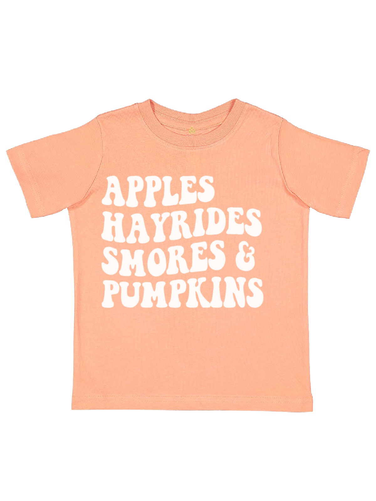 Apples Hayrides Smores and Pumpkins Peach Shirt
