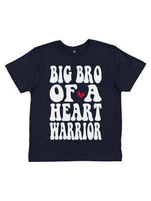 Big Bro of a Heart Warrior Kids CHD Awareness Shirt in Navy Blue