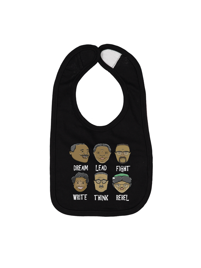 African American Activists Black History Month Baby Bib in Black