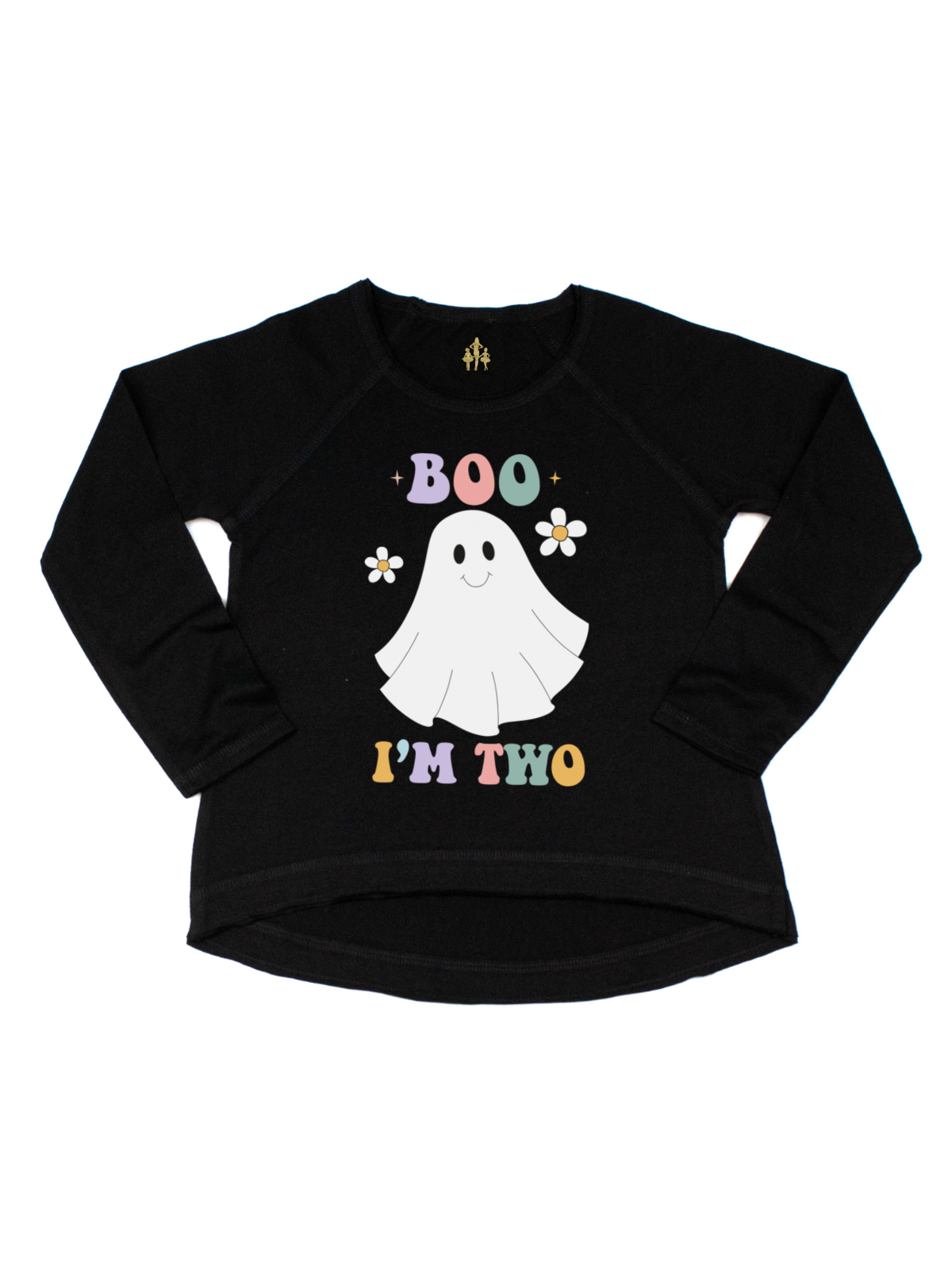 Boo I'm Two Girls Retro Spooky Ghost Long Sleeve Shirts in White, Gray, and Black