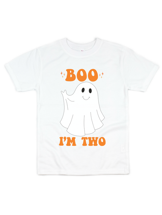Boo I'm Two Groovy Retro Ghost Kids Birthday Shirt