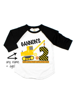 boys personalized construction road birthday t-shirt
