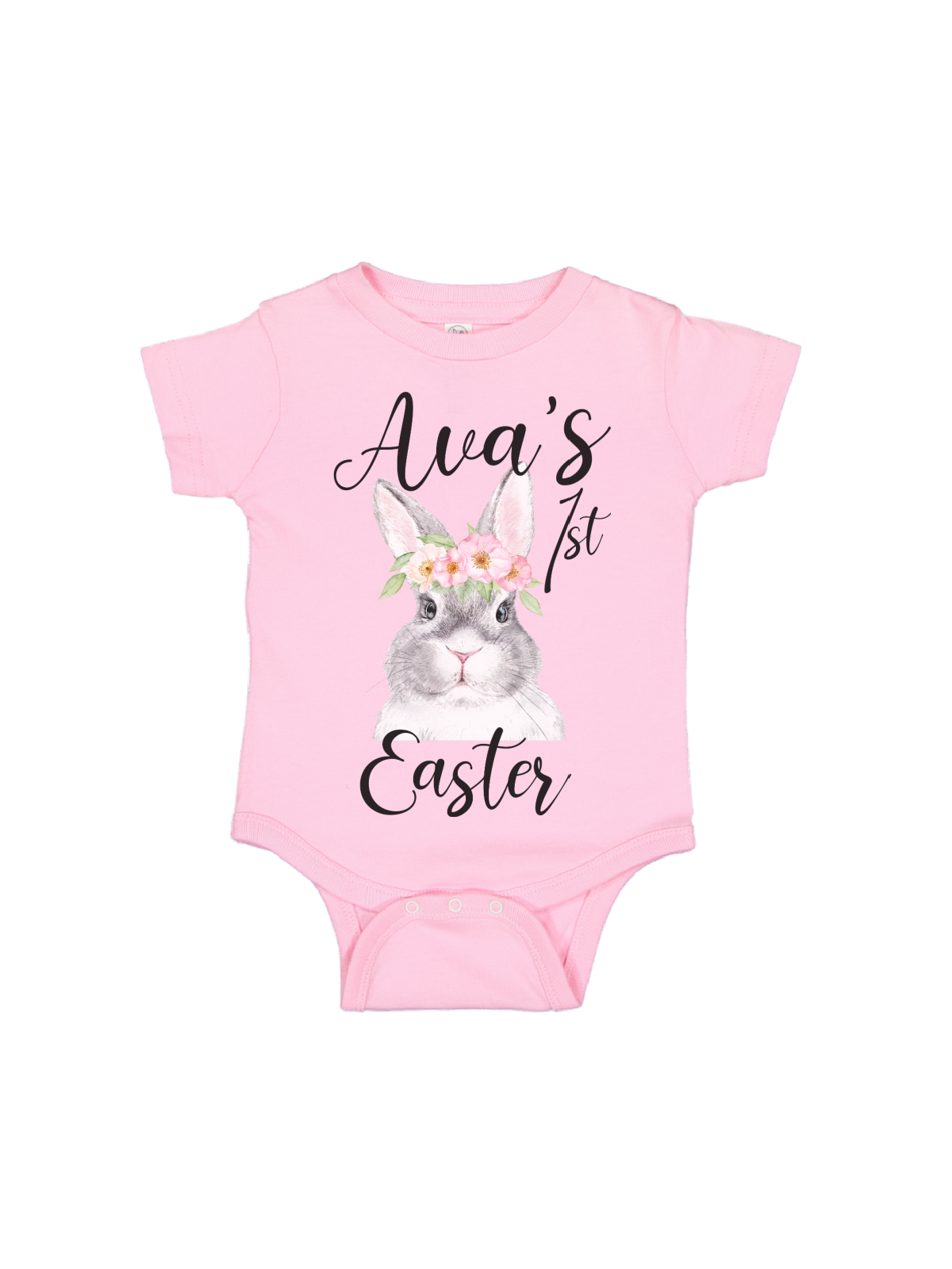 Personalized Baby Girl's First Easter Bodysuit in Pink 