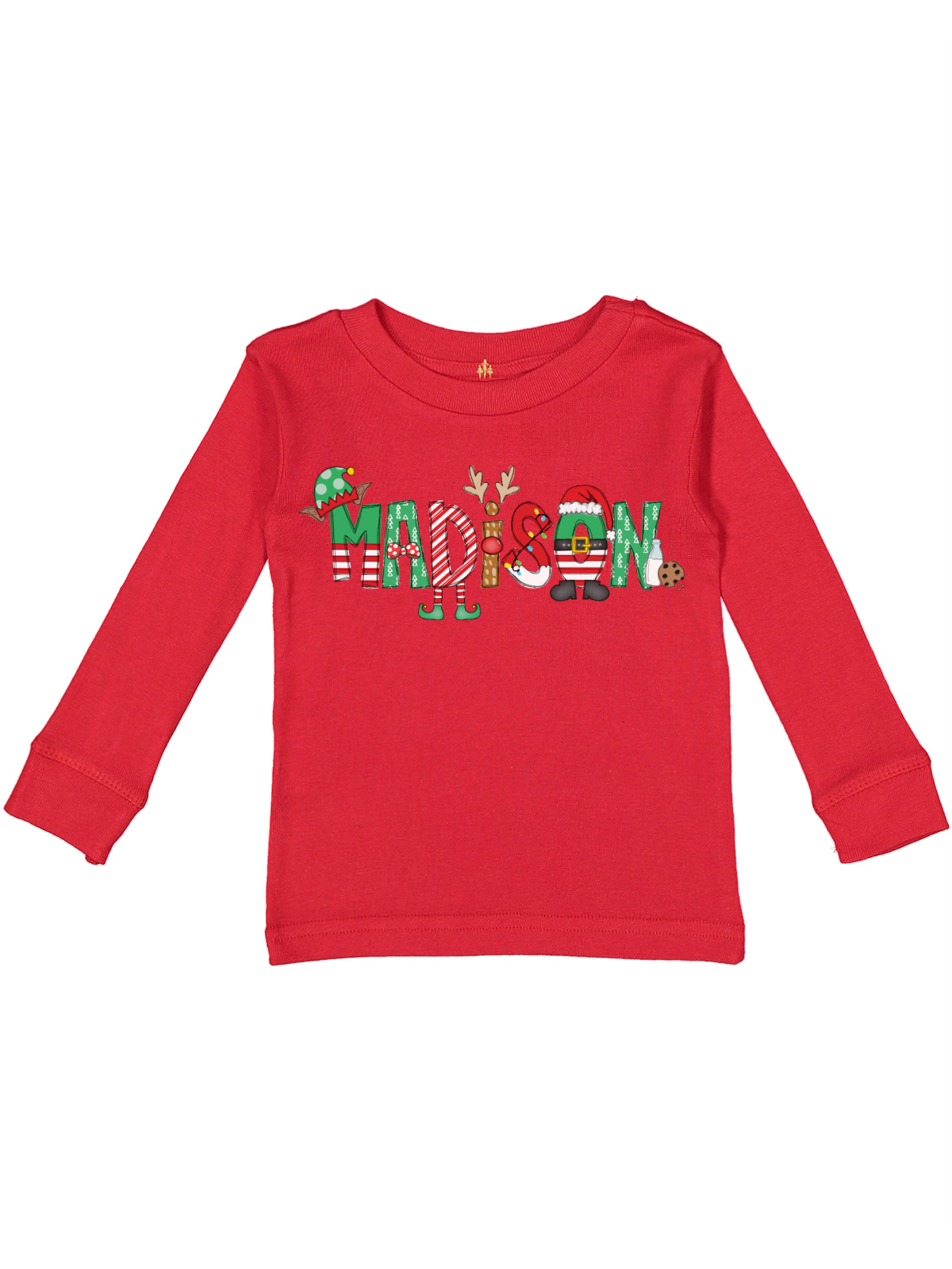 Custom Kids Christmas Pajama Top in Red