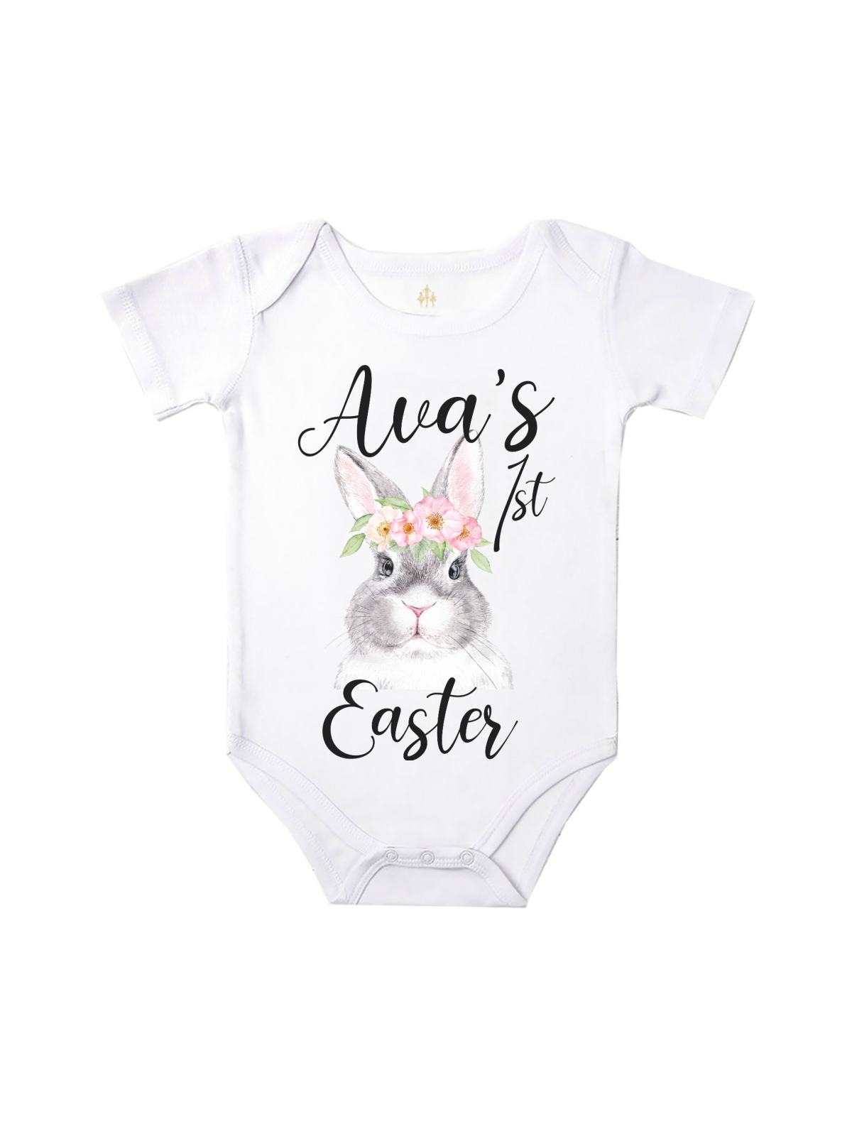 Personalized Baby Girl's First Easter Bodysuit in Pink 
