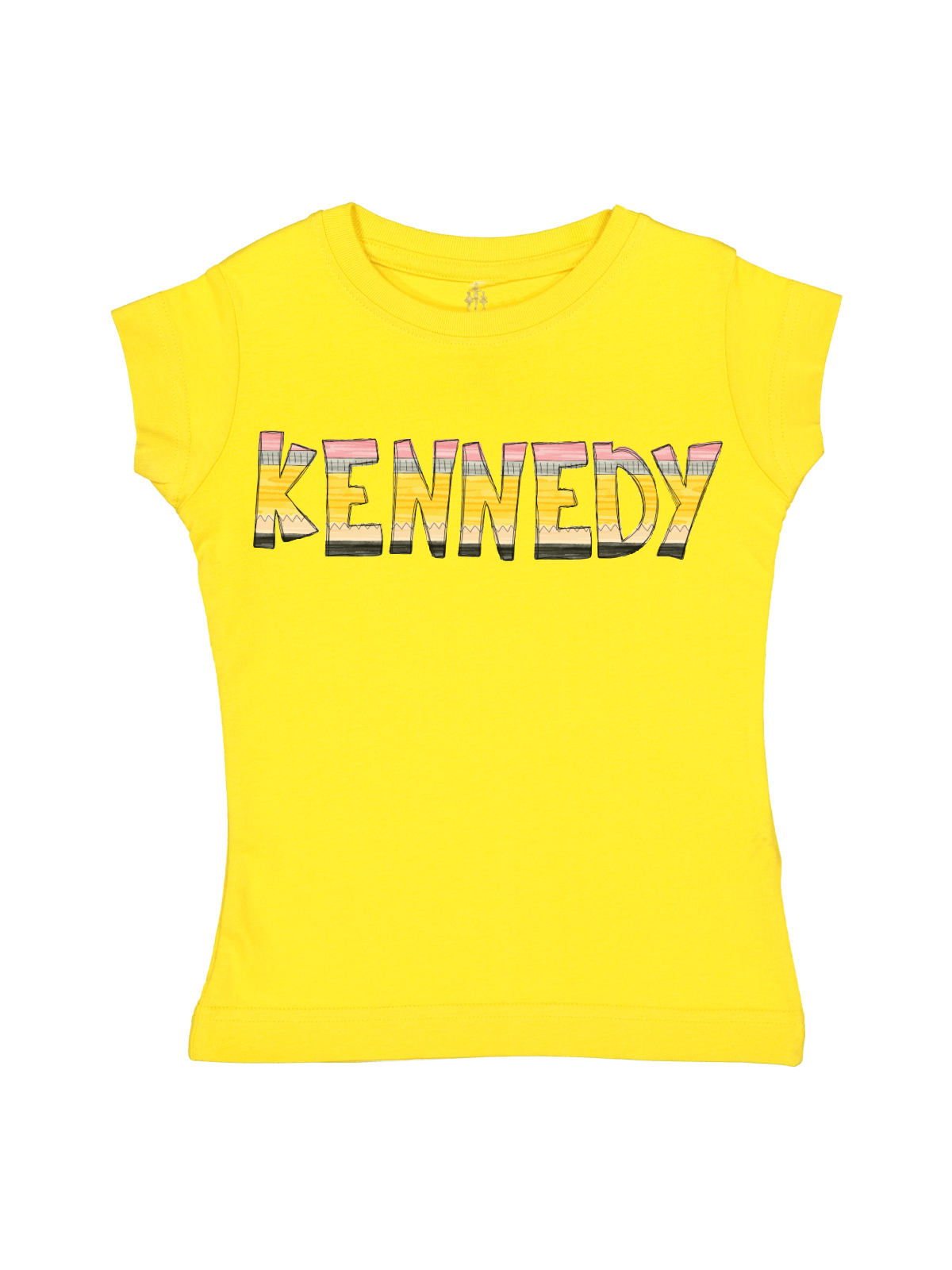 Girls Custom Pencil Name Shirt for First Day of School Yellow
