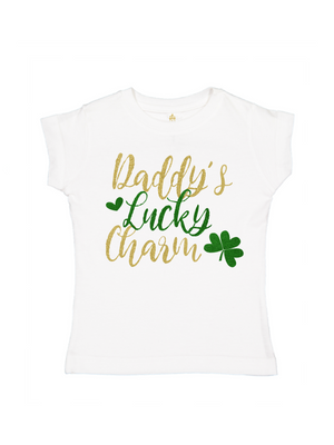 Daddy's Lucky Charm Girls Short Sleeve Shirt