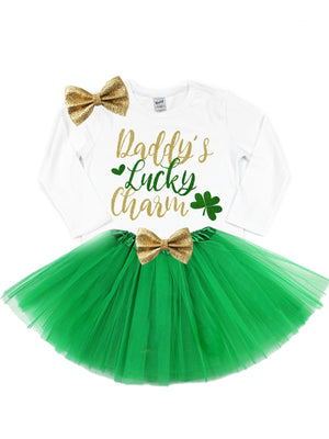 daddy's lucky charm girls tutu outfit 
