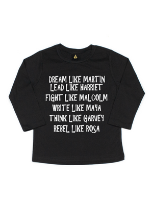 Dream like Martin Kids Black History Shirt, Long Sleeve