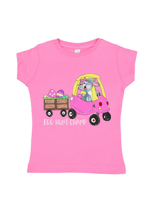 girls pink bunny wagon easter egg shirt