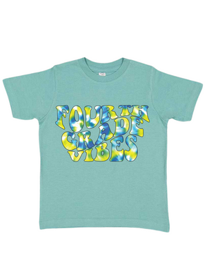 Fourth Grade Vibes Tye Dye Blue Shirt for Kids 