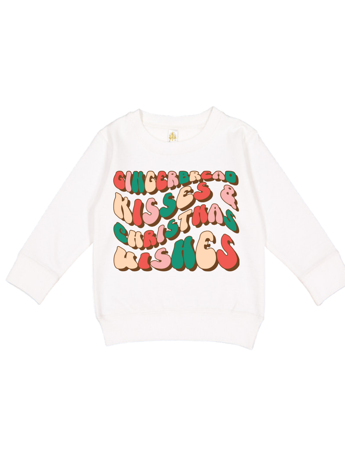 Gingerbread Kisses and Christmas Wishes Kids Holiday Sweatshirt