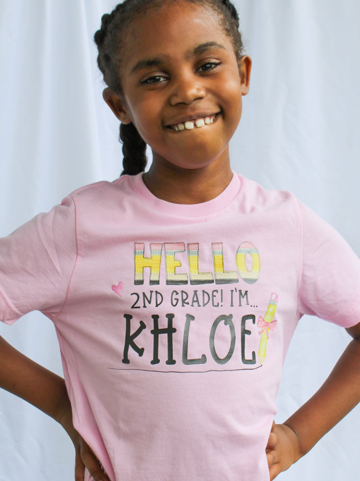 Custom Hello First Day of School T-Shirt in Pink by MMofPhilly