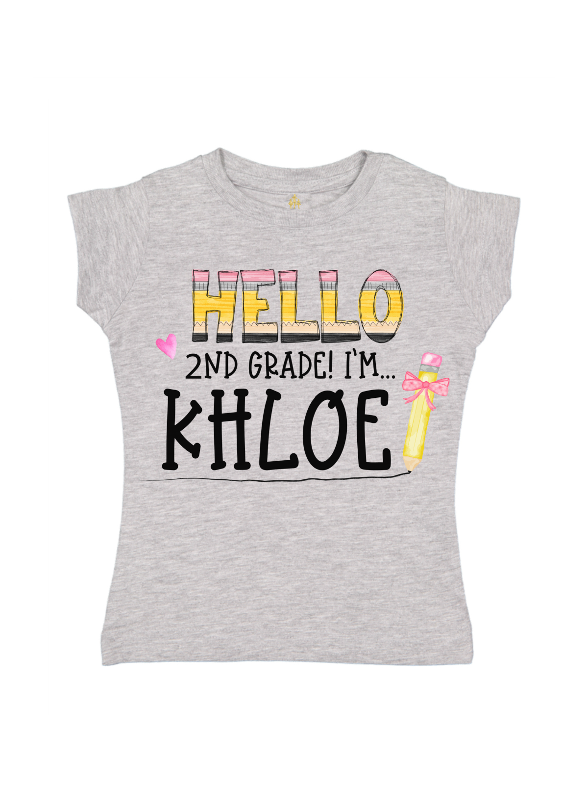 Hello First Day of School T-Shirt for Girls in Gray MMofPhilly