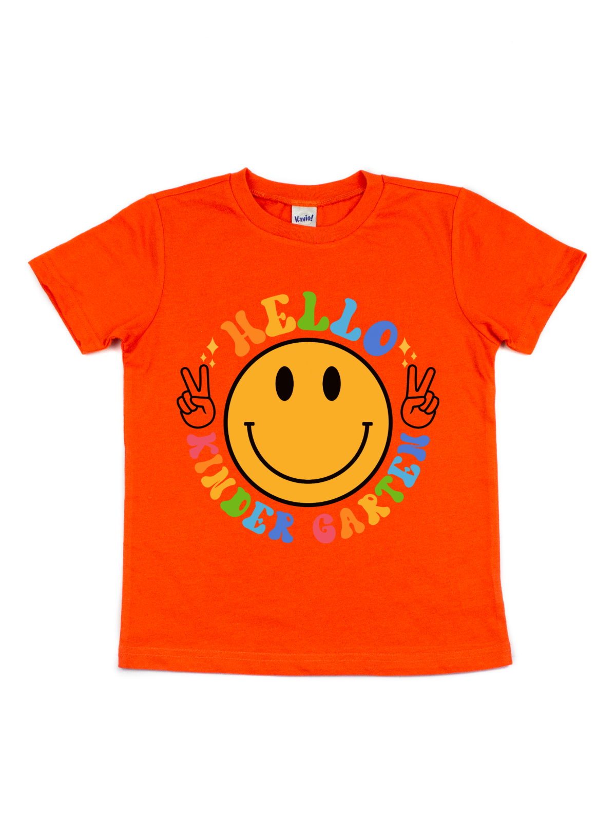 Hello Kids First day of School Retro Smiling T-Shirt in Orange