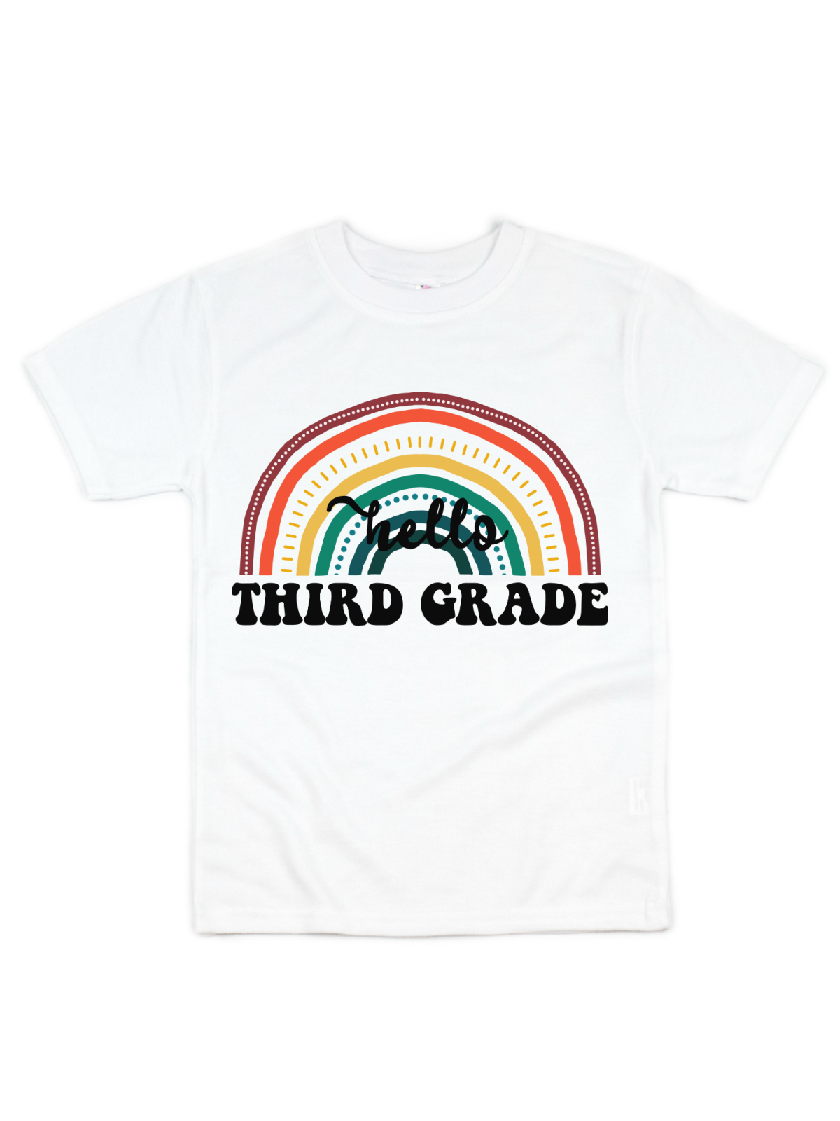Hello Third Grade Sunset Rainbow Kids Shirt