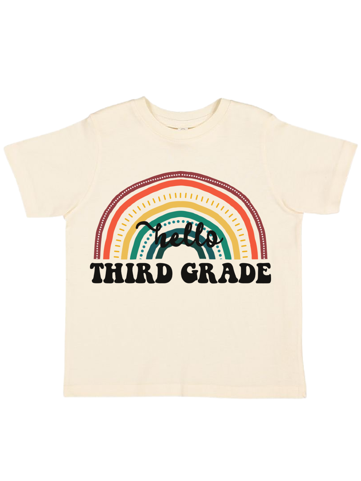 Hello Third Grade Sunset Rainbow Kids Shirt