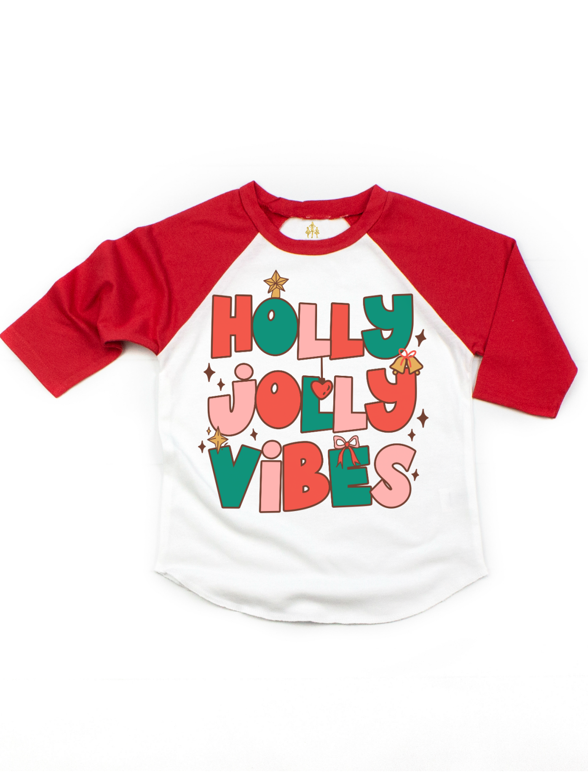Holly Jolly Vibes Kids Christmas Raglan Shirt