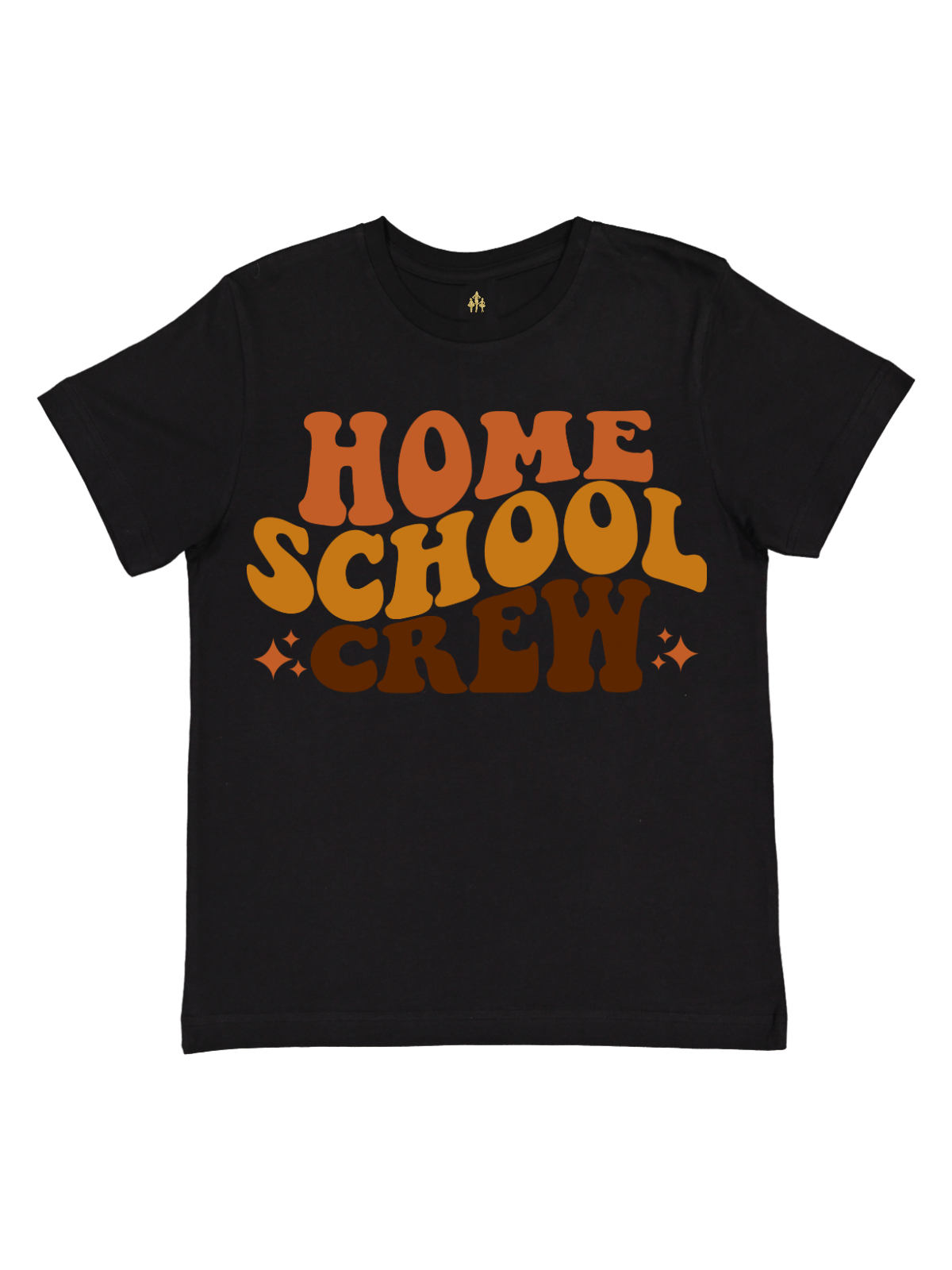Homeschool Crew Kids Retro Shirts in latte, white, and black