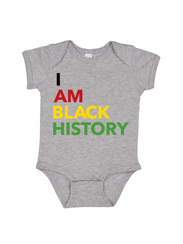 Short Sleeve Heather Gray Infant I Am Black History Baby Bodysuit