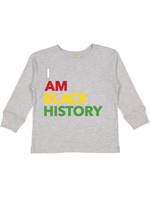 I Am Black History Kids Long Sleeve Shirt in Gray