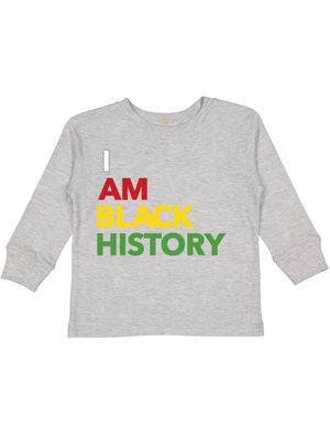 I Am Black History Kids Long Sleeve Shirt in Gray